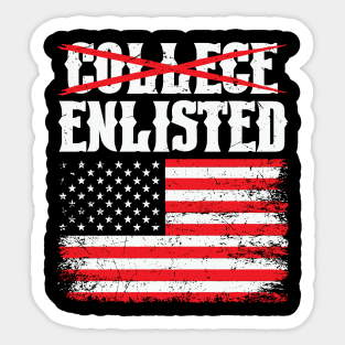 College Enlisted - usa flag Sticker